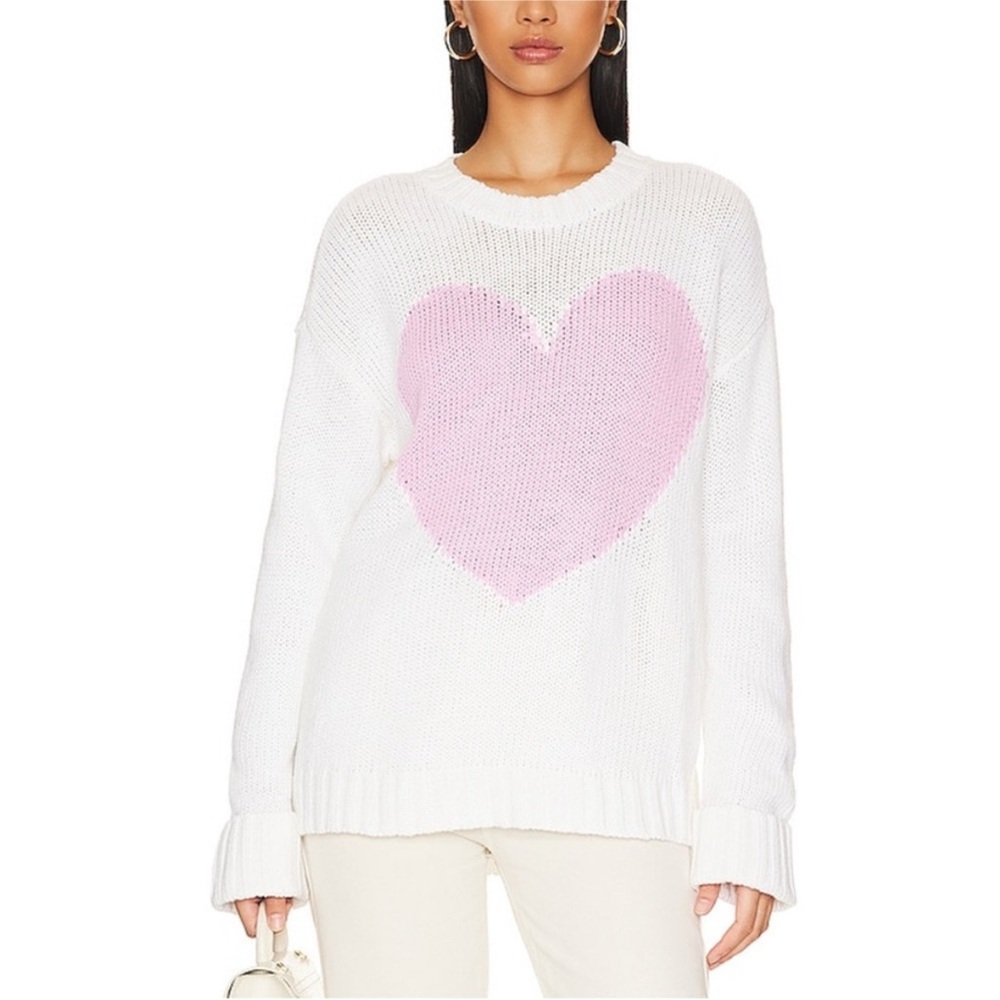 Show me your Mumu. Sweetheart heart sweater. Pink on white. Lightweight NWT
